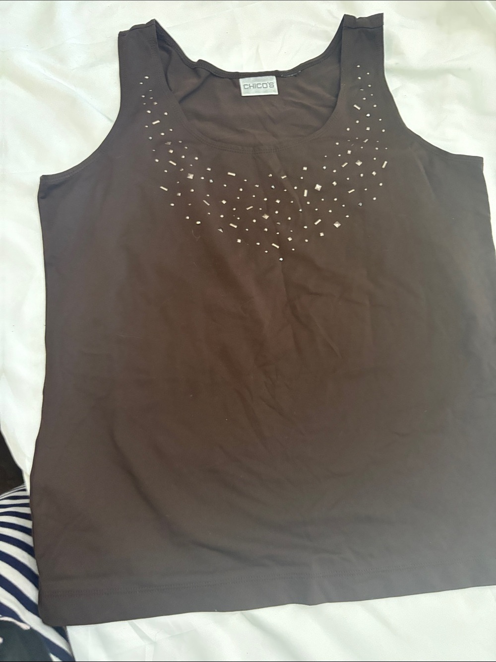 Chico's Chocolate Brown Stud Accent Sleeveless Tank